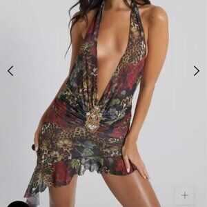 Cindy Mini Dress in Dark Cheetah by Jaded London: US size 12/UK size 16